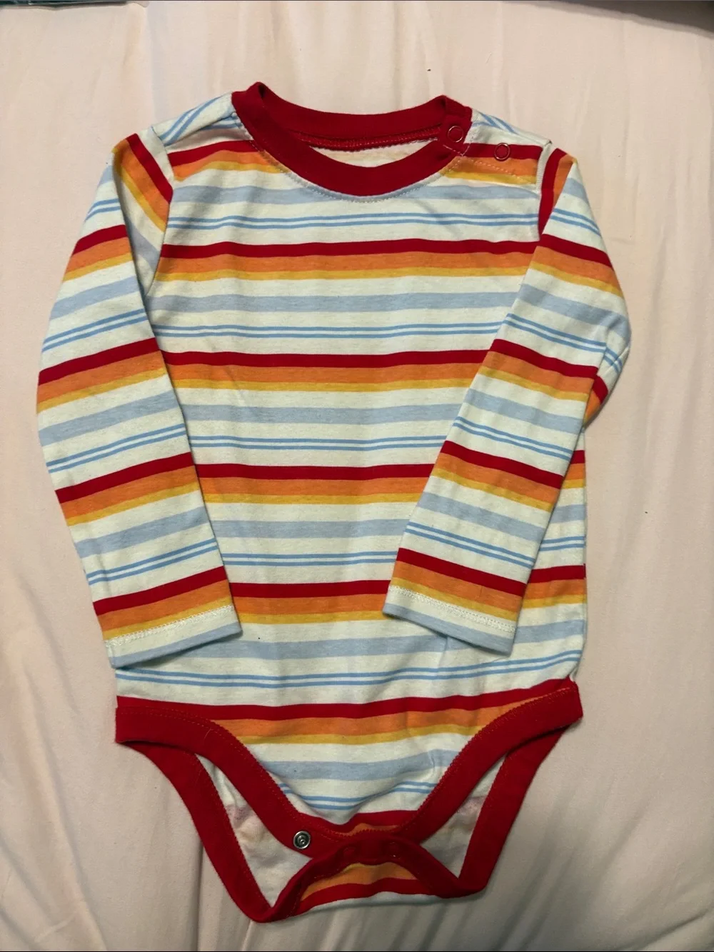 wonder nation Long-Sleeve Striped One-Piece in Red, Yellow & Light Blue